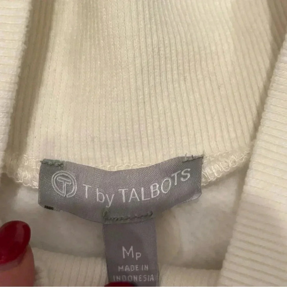 T By Talbots FRENCH TERRY COLORBLOCK MOCKNECK PULLOVER Sz Med petite - Picture 6 of 8